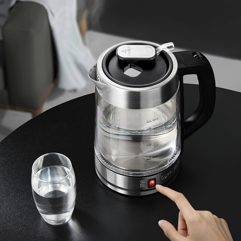 QUEENSENSE【顺丰速运】德国QUEENSENSE烧水壶家用电水壶保温热水壶玻璃电热水壶开水壶 1.7L 【经典款】保温24H+双层防烫+智能温控