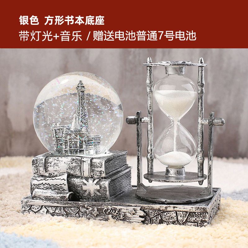 喏雅珘哈利波特纪念品创意复古水晶球带灯光金色沙漏银色魔法书摆件
