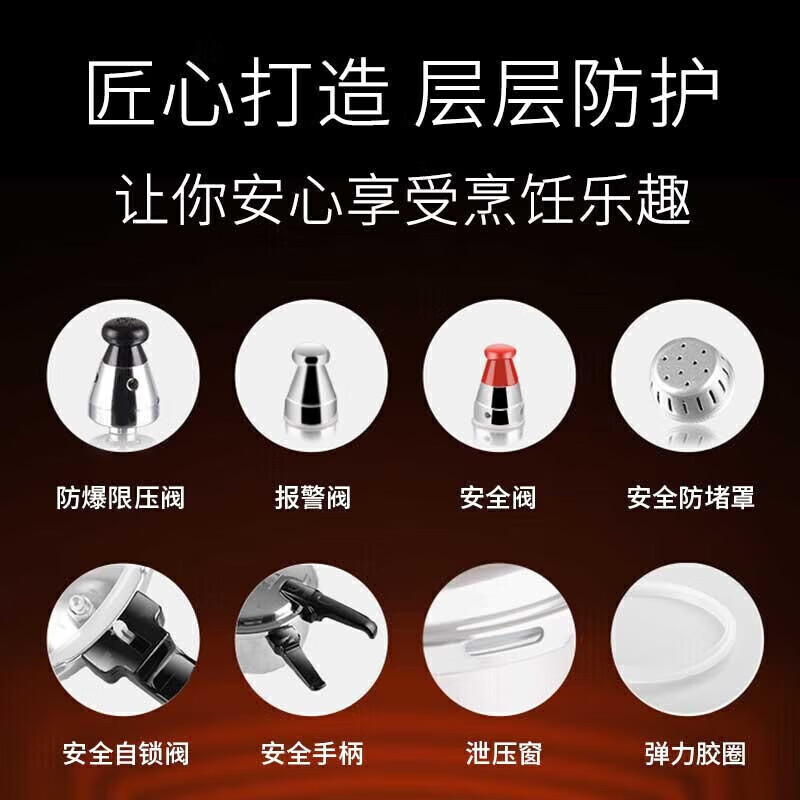 双喜 高压锅压力锅家用燃气灶明火加厚防爆大小号煲汤高压力锅具 燃气明火专用/18CM/3.2L/1-2人 18cm 3.2L