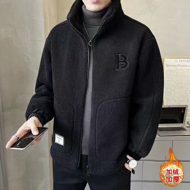 sportsday海澜之家欧洲站羊羔毛外套男秋冬季新款棉服男装颗粒绒加厚