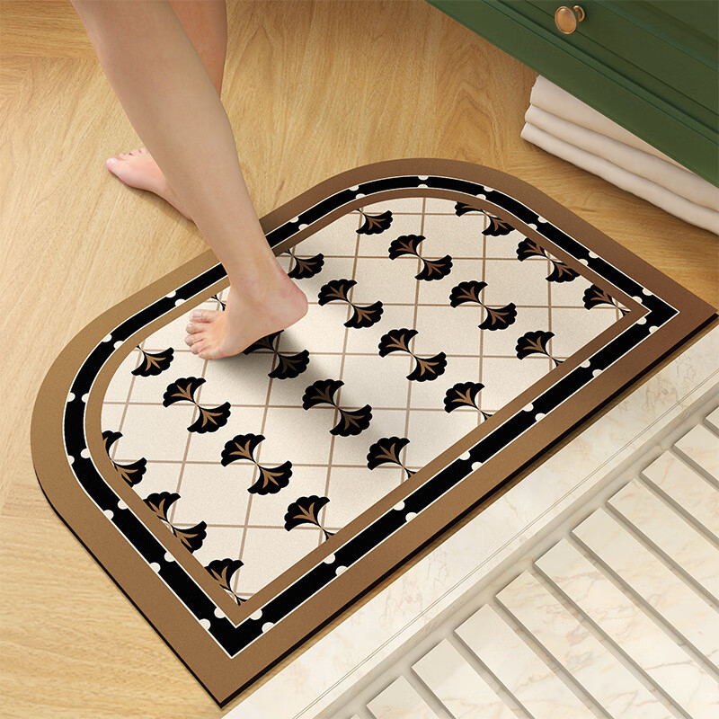 金玉铭川美式浴室地垫卫生间进门门口脚垫洗手台吸水速干防滑垫厕所门垫子 GZN-西度复古半圆角 50X80cm【Q弹舒适防滑】