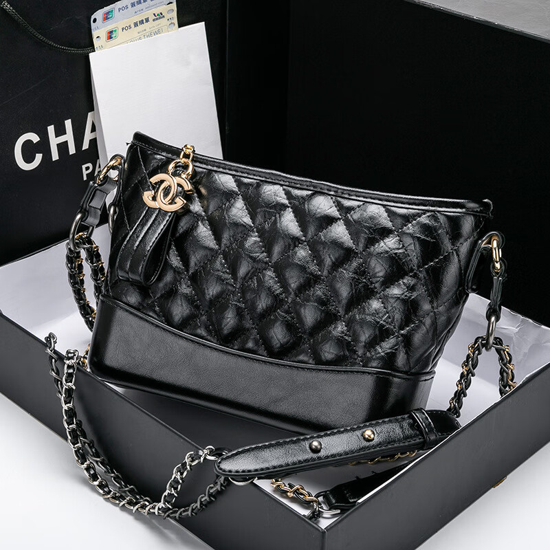 charine&kath 小&ck女包高档真皮水桶包包女小香风菱格链条包百搭斜挎