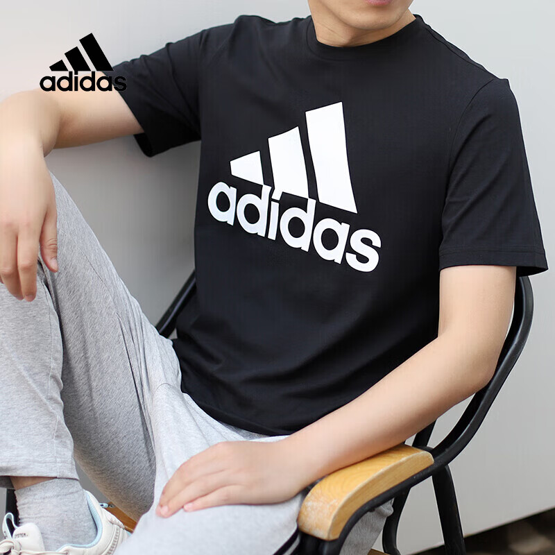 阿迪达斯 (adidas)短袖男上衣2024夏季新款户外运动服健身训练舒适