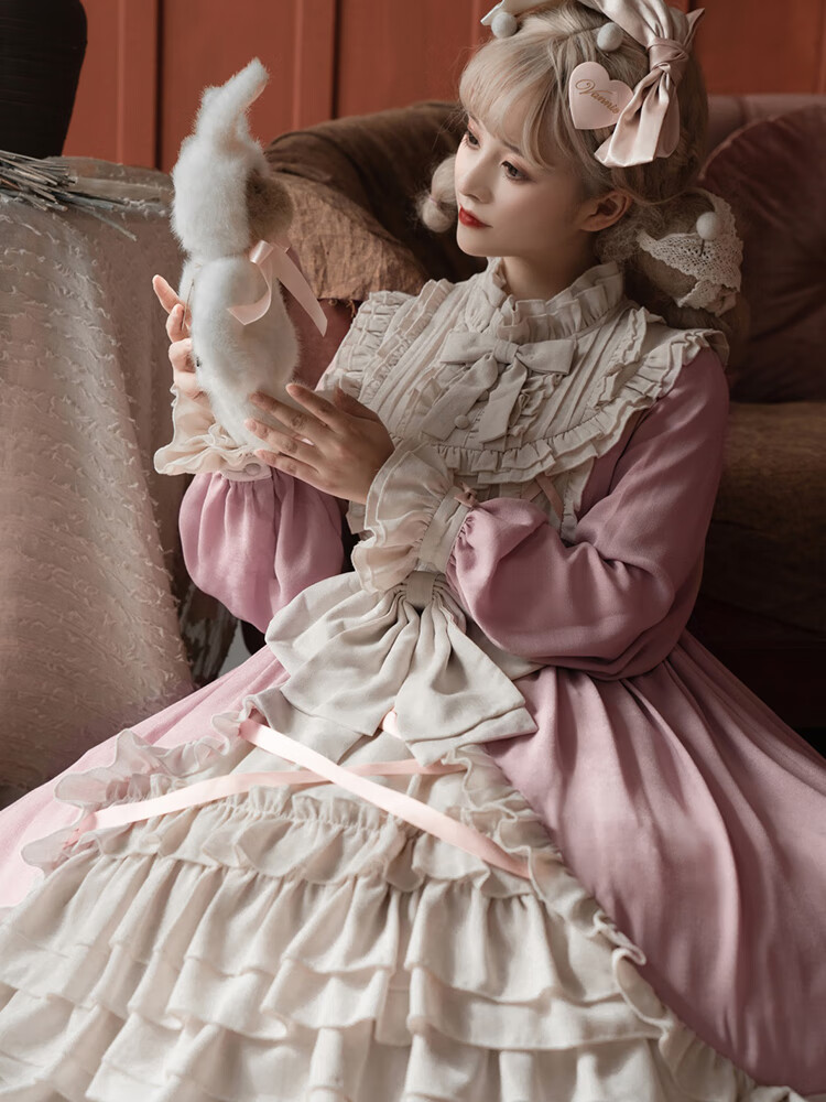 洛丽塔万圣节原创cla系优雅op秋冬季lolita裙白菜双子日常doll感 粉色