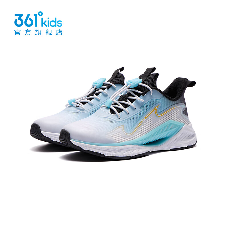 361°【风透3.0】童鞋男女童运动跑鞋春夏季中大童鞋子透气抽绳跑鞋 361度白/晴空蓝色/碳黑 41