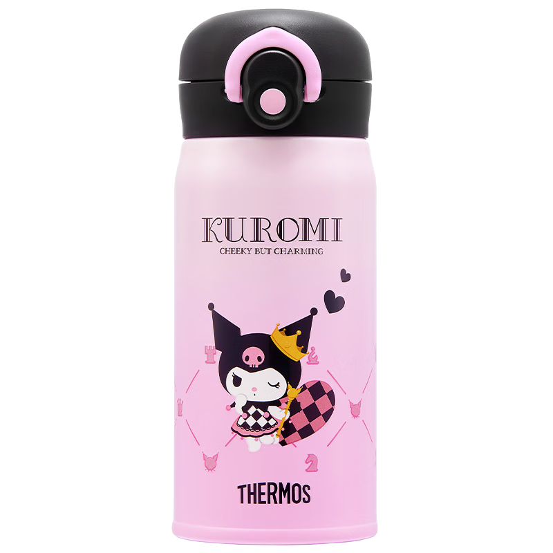 膳魔师（THERMOS）不锈钢保温杯库洛米联名咖啡杯儿童高颜值水杯便携大容量生日礼物 粉色保温杯 350ml