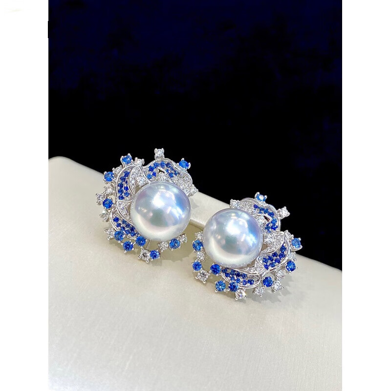 浪典澳白耳环 唯美又浪漫层叠的立体结构18k金配钻石 极光 11-12mm