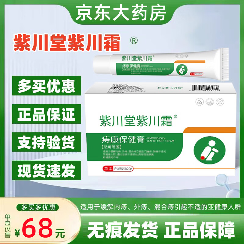 fsyr紫川膏紫川霜草本消寺痔凝胶痔怆疮软膏京東旗舰自營官方店 一盒