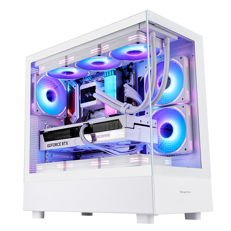 鑫谷（segotep）無(wú)界1海景房無(wú)立柱大機(jī)箱ATX玻璃側(cè)透頂置360水冷游戲主機(jī)白色臺(tái)式機(jī)電腦機(jī)箱 無(wú)盡PRO+ 無(wú)立柱海景房機(jī)箱 白色