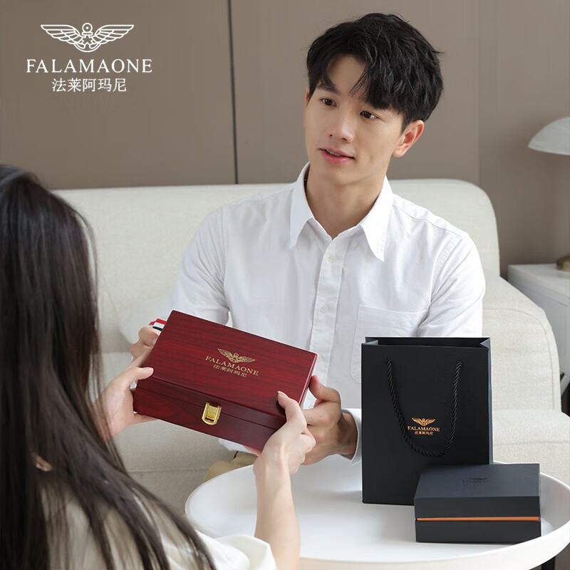 FALAMAONE法莱阿玛尼皮带男牛皮自动扣高档腰带新款真皮裤带生日礼物送男友 【专柜礼盒】PD80939百搭枪色 105cm -140cm默认随机发货（可修剪）