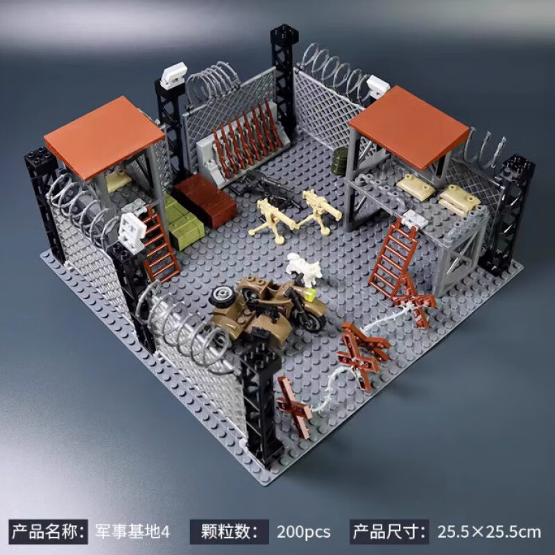 小颗粒拼装积木武器架房军事基地二战武器人仔兼容乐高特警察玩具 0401