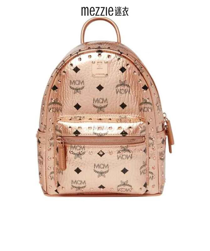 mcm 奢侈品潮牌 编辑精选 女士 logo印花工艺铆钉双肩包 8ave66 tc