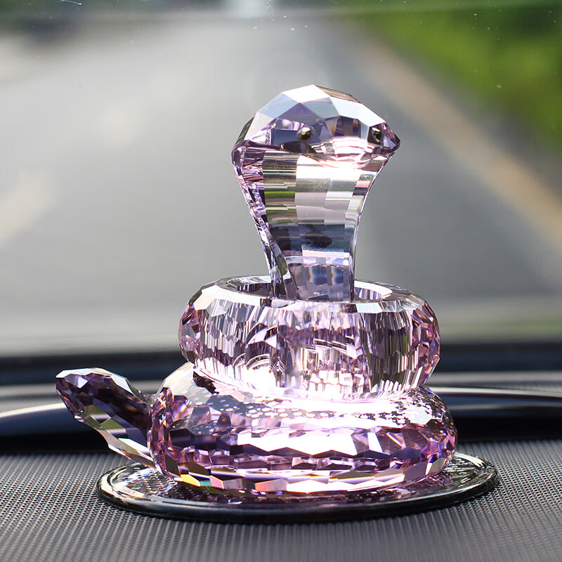 洁百牧蛇摆件风水汽车水晶蛇十二生肖动物车载车上装饰用品车内饰品