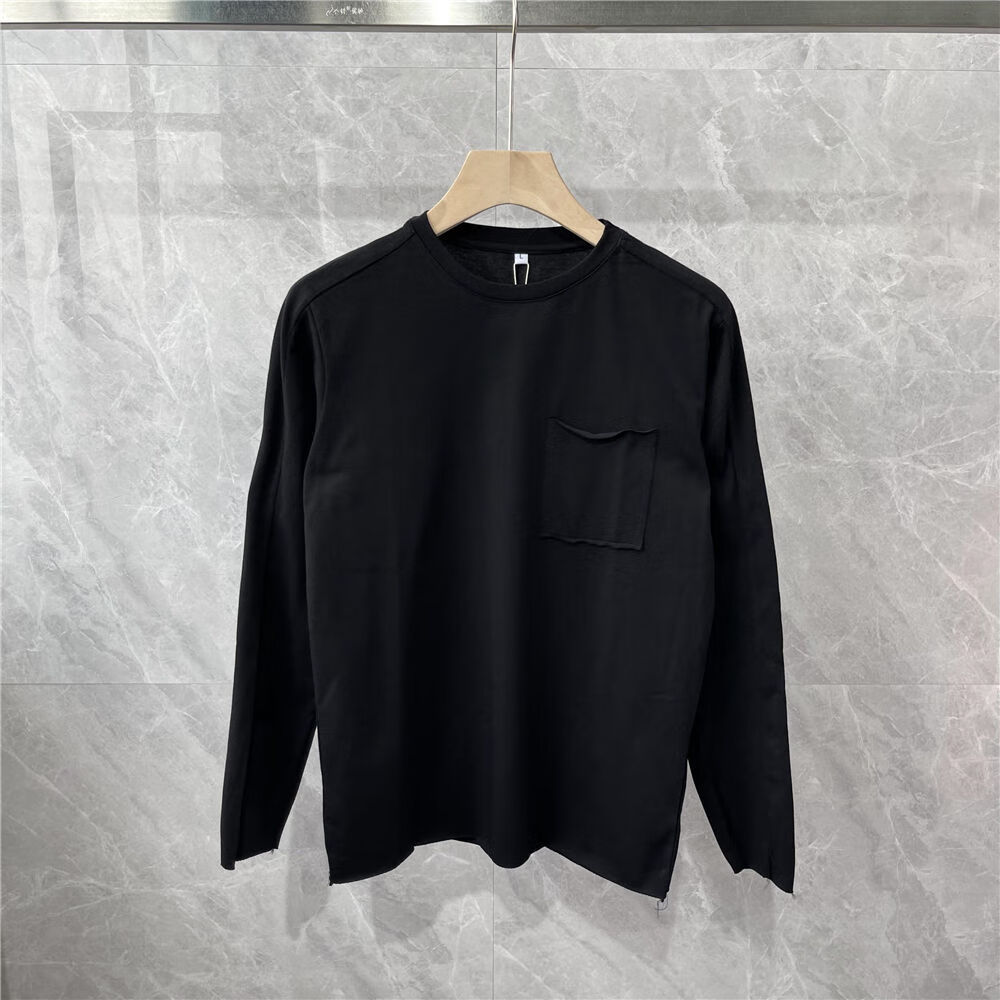 txschif大v领t恤男长1袖贴身打底衫秋季韩国时尚圆领t恤韩版修身简约