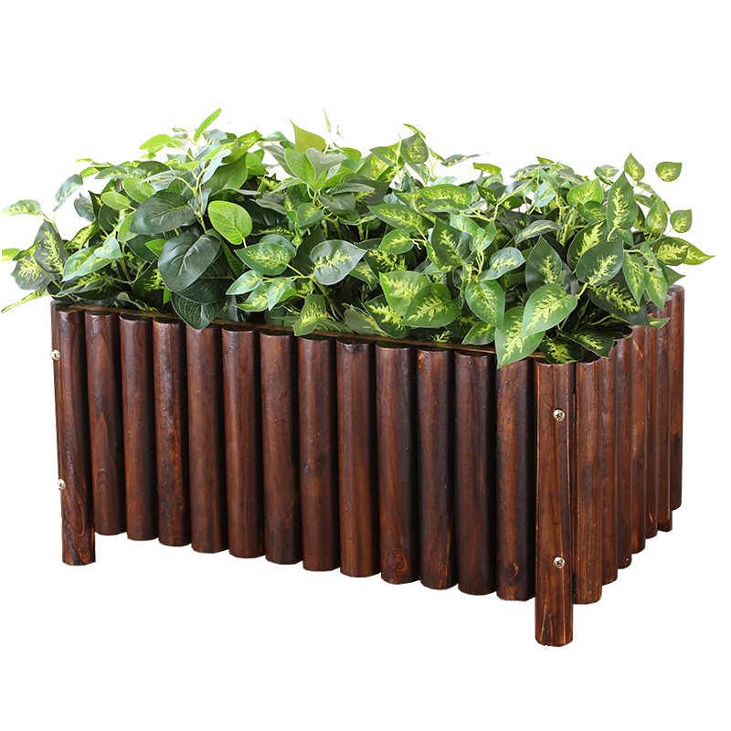 袭美木艺 户外阳台防腐木花盆家用盆景木花箱花池菜园实木种菜大花槽木箱屋顶蔬菜植物种植盆落地庭院装饰 半圆棒长方形100cm*50cm*50cm