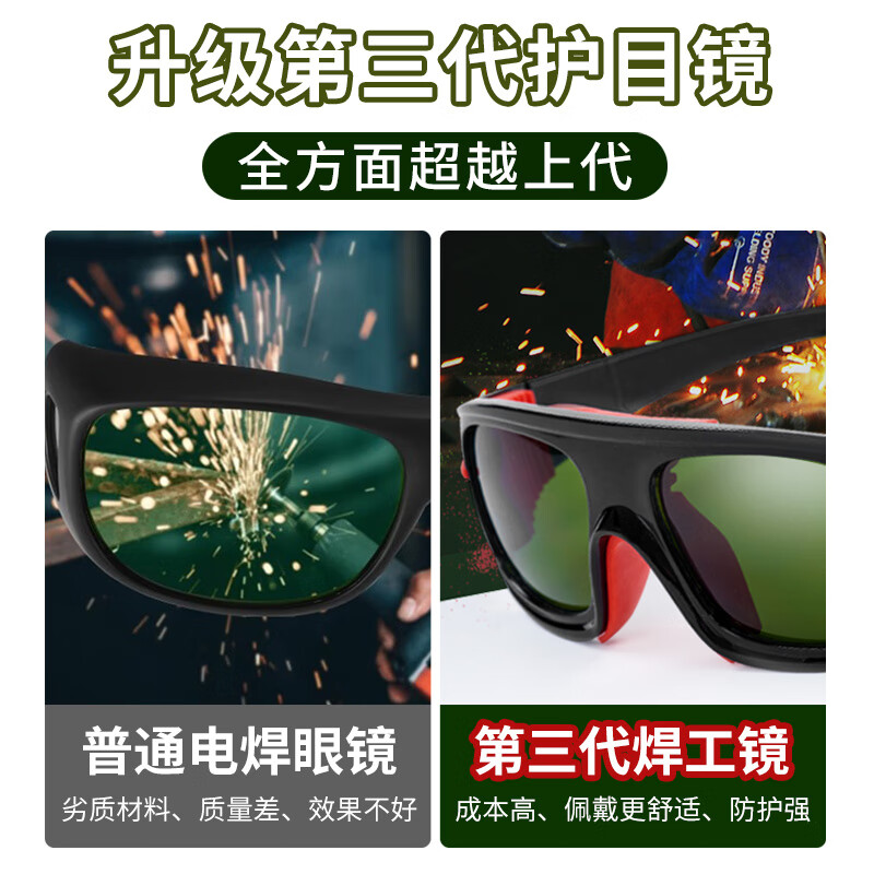 镜呗新款电焊专用眼镜二保焊氩弧焊氧焊切割焊工防护装备劳保护目眼镜 黑红框【5号镜片】90%选此款