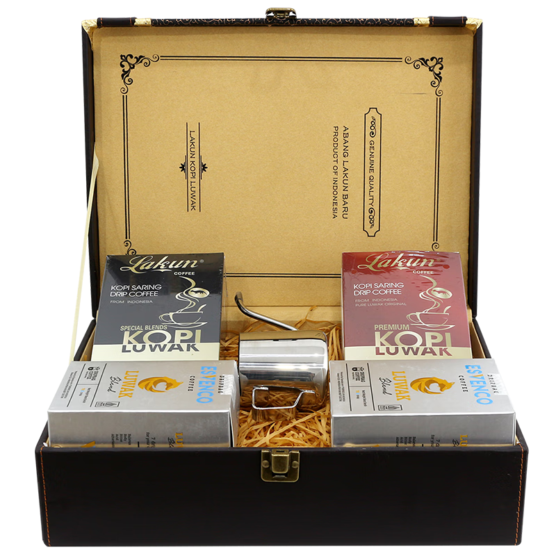 拉昆印尼原裝進(jìn)口 麝香貓貓屎咖啡 非圈養(yǎng)+圈養(yǎng)掛耳咖啡 送人禮盒 50克*4盒禮盒裝 