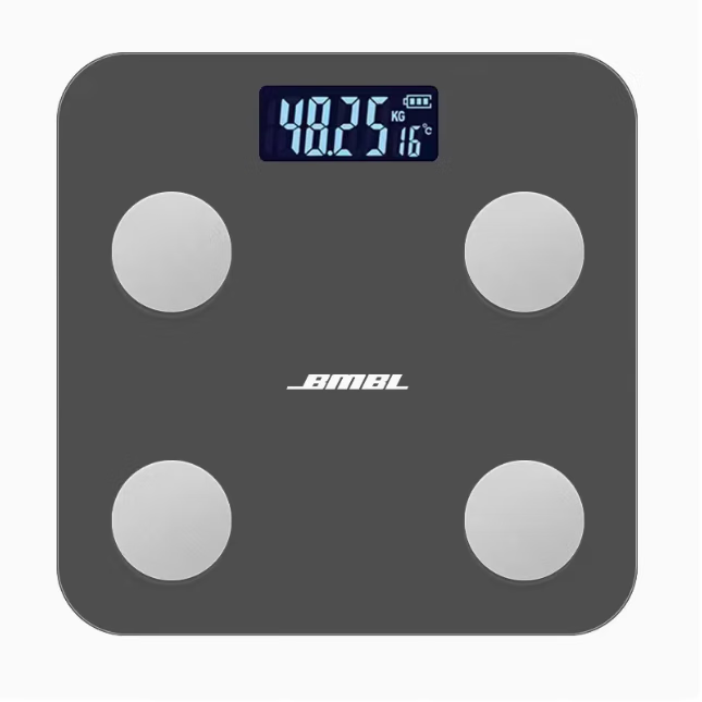 芮亚电子秤体脂称家用的精准人体智能体重测量仪小型男女减肥专用小物称重数据蓝牙连接高精度耐用 【充电款】雅丹灰蓝牙体脂秤 BF1224-灰色充电