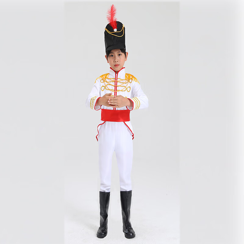 TengBaoYue龍袍皇帝衣服全套騎士兵演出服侍衛(wèi)的新裝兒童侍衛(wèi)兵歐式 白色 M 110c