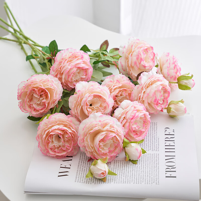 科茵格牡丹仿真花绢花室内假花干花餐桌花玫瑰花花束摆设家居装饰花