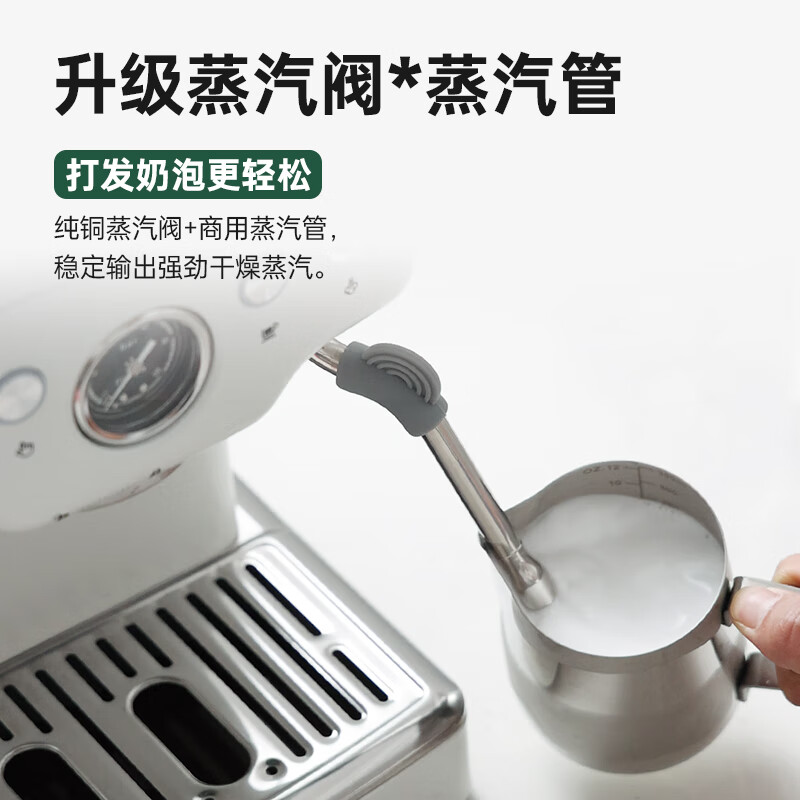 柏翠（petrus）咖啡机意式浓缩家用小型半自动蒸汽打奶泡 PE3833 海盐小方pro 1号会员店