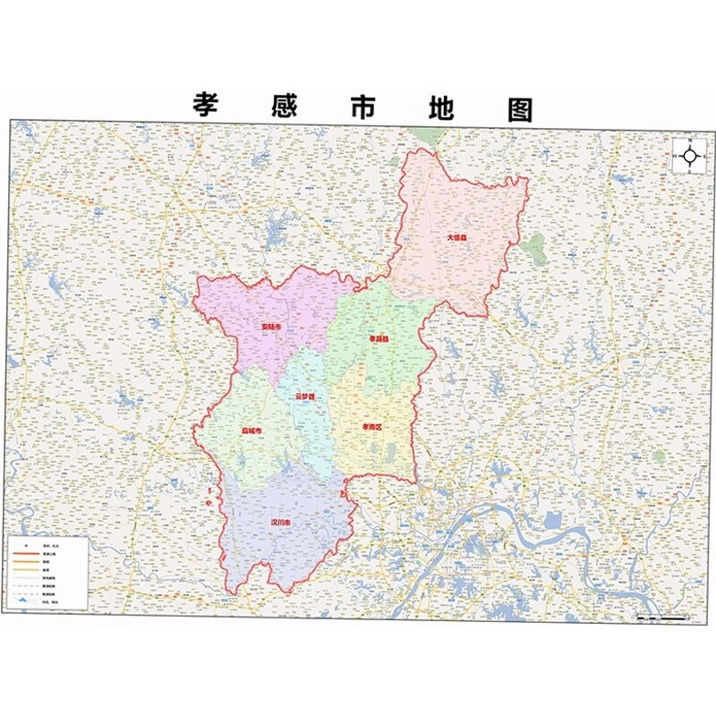 2024新款孝感市地图贴图 办公室挂图 高清防水墙壁装饰画定制地图