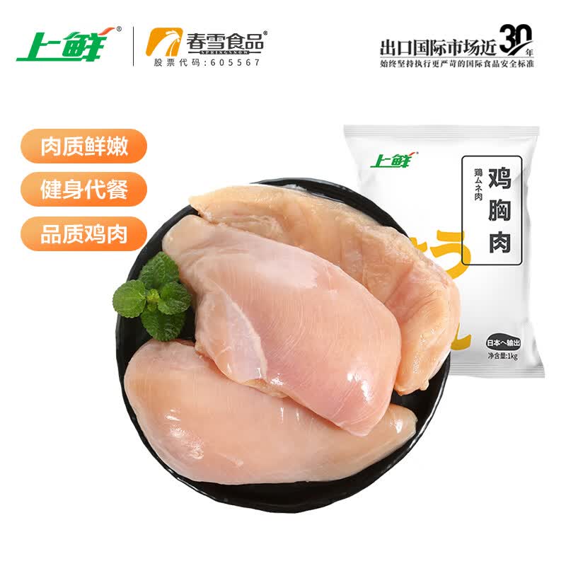上鲜 鸡大胸 1kg 冷冻 出口级 健身鸡胸肉鸡肉轻食代餐 清真食品使用感如何?