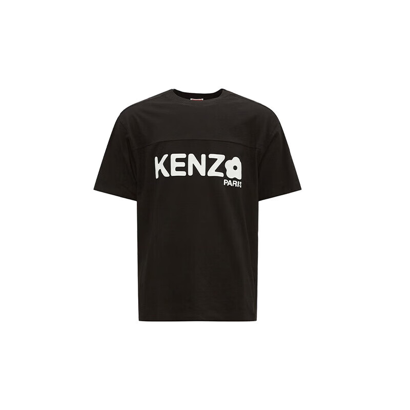 高田贤三（KENZO）男士 夏季 字母印花圆领纯棉宽松短袖T恤 黑色 XL