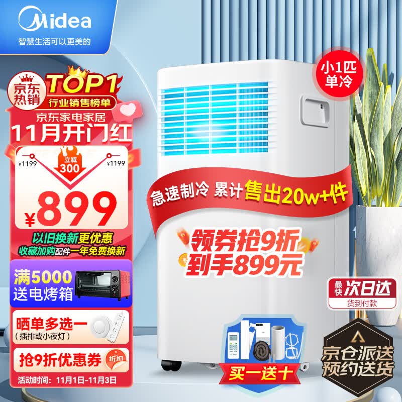 美的（Midea）移动空调小1匹单冷 家用厨房一体机免安装便捷立式空调 KY-15/N7Y-PHA  京仓派送属于什么档次？