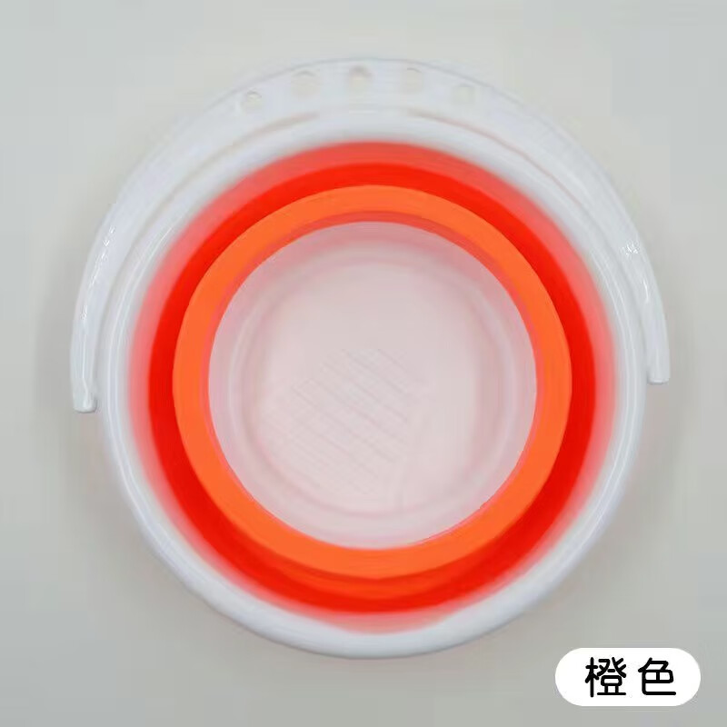 成珍折叠洗笔杯伸缩多功能硅胶水桶便携色彩颜料水彩绘画工具 橙色