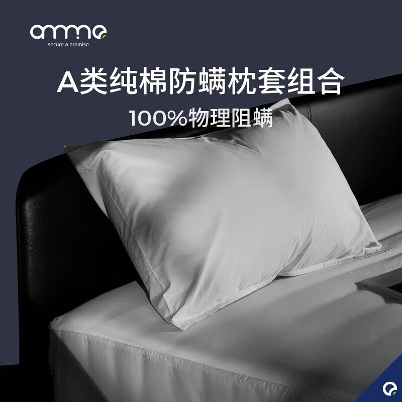 安敏诺（Anmino） 防螨虫枕头五星级宿舍单人中低枕芯儿童枕头防螨枕 单人低枕+单人枕套灰色