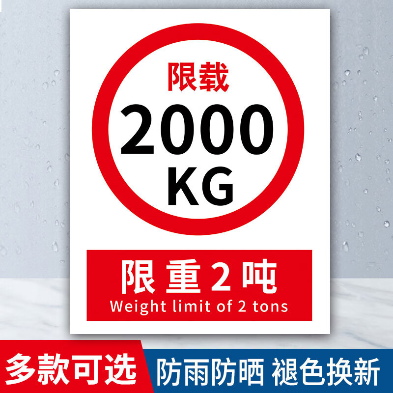 限载标识牌限重标志牌禁止货梯限速5公里提示牌电梯限重限载标识 2张