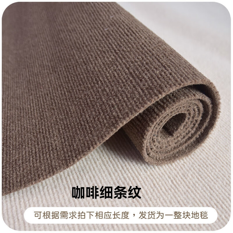 地毯房间卧室客厅大面积全铺办公室房间拍照耐脏客厅可裁剪地毯 烟灰加厚细条纹（6-7毫米厚） 2米宽3米长（整张发）送胶带