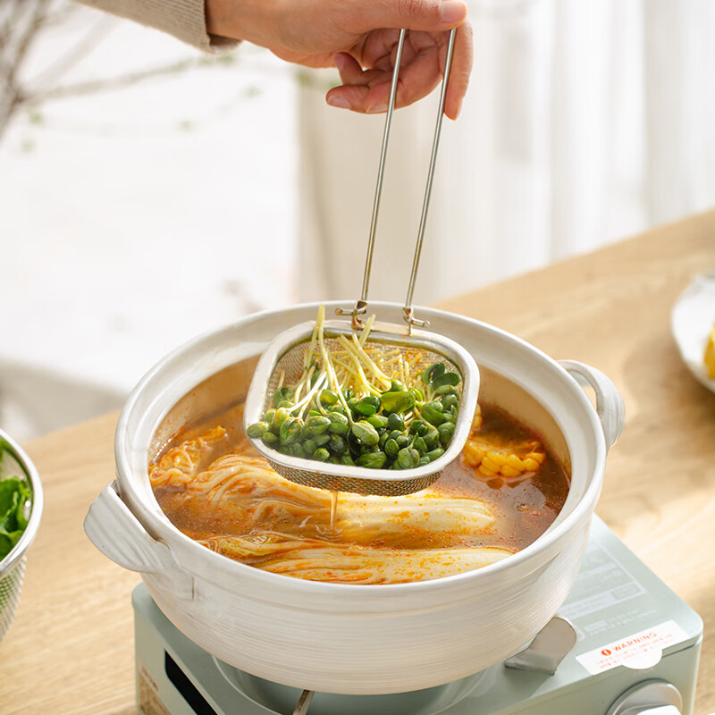 肆月捞勺家用厨房工具304不锈钢可折叠手柄漏勺捞面油炸沥油沥水 折叠捞勺【304不锈钢】