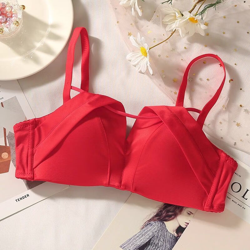 红色内裤本命年无痕内衣小胸聚拢性感薄款胸罩无钢圈套装 主图款红色