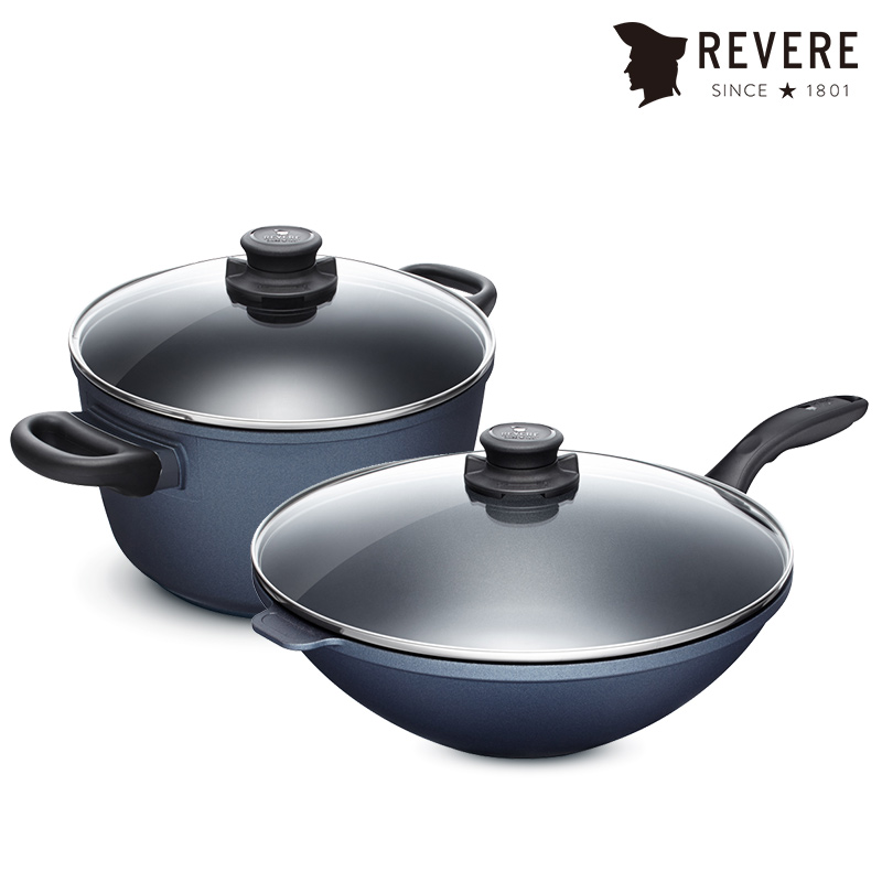 revere蓝宝石系列锅具带盖不粘锅炒菜不粘锅炒锅汤锅套装24深汤 30c