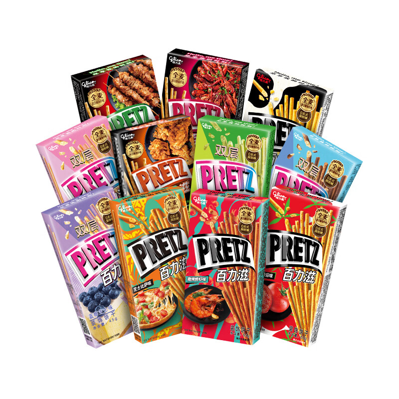 格力高百力滋单盒办公室下午茶零食小吃咸味饼干 微辣虾味65g 1盒