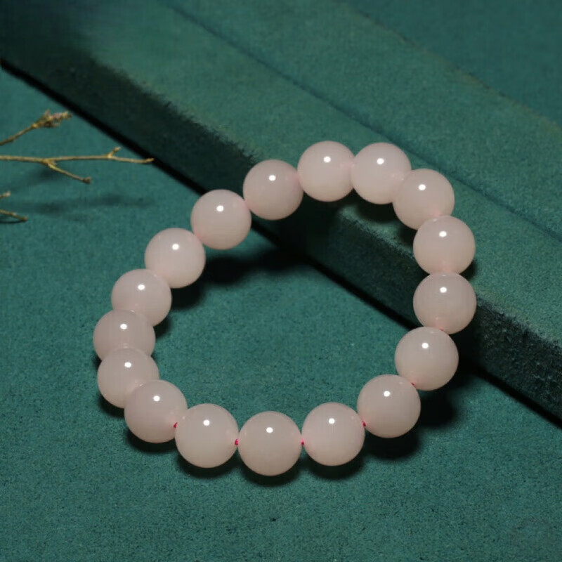 帛灵保价天然和田玉手串 青海老料藕粉和田玉手链男女款 玉石圆珠饰品