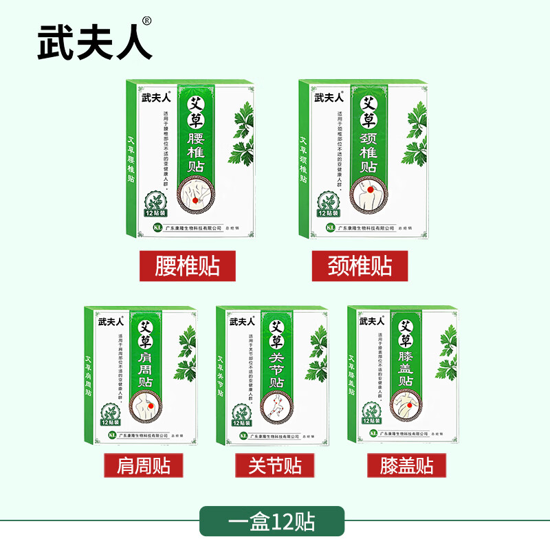武夫人艾草贴艾艾叶贴颈椎肩周腰椎膝盖关节温灸发热膏贴中老年保暖贴膏 艾草膝盖贴10盒