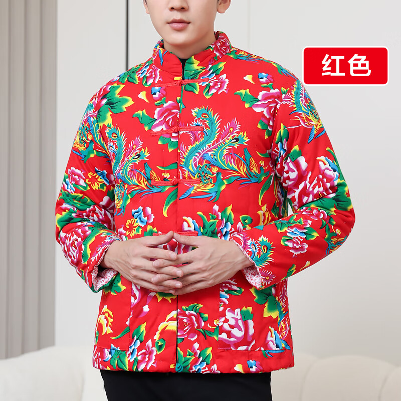 希柏诗东北大花棉袄加肥加大布男女士民族风手工纯棉花棉衣外穿加厚