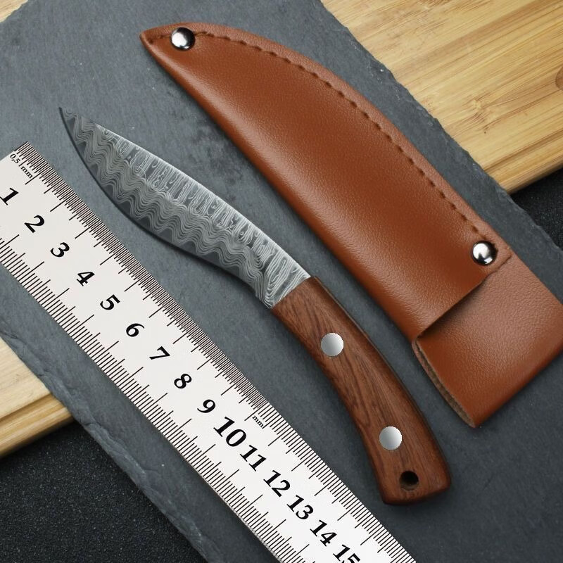 溥畔蒙式大马士革纹复刻小刀家用水果刀便携式剔骨小刀牛排割肉刀锋利 马士革纹刀