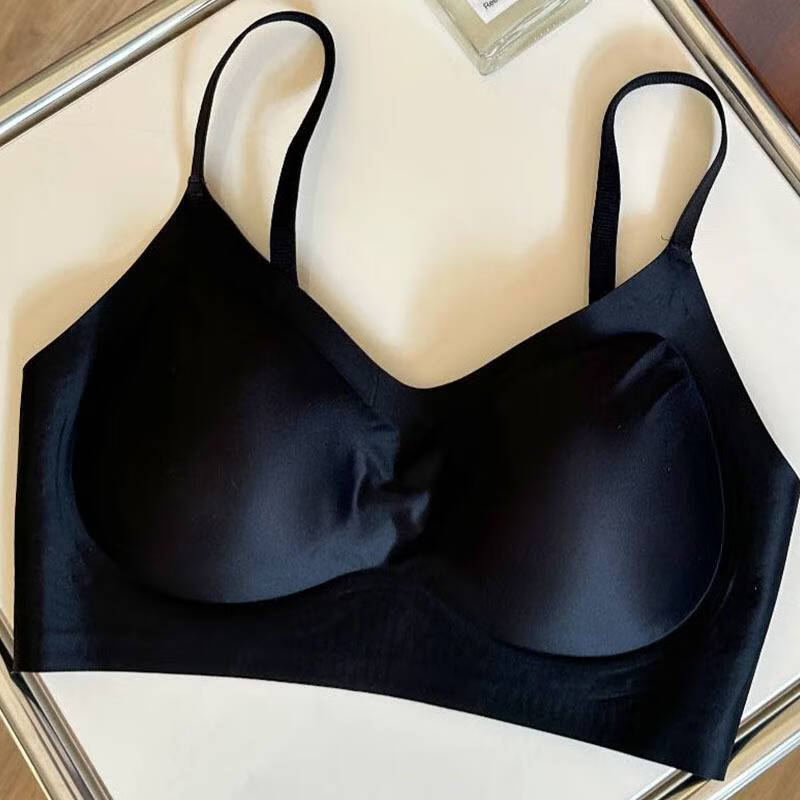 甄选新款无痕光面小胸聚拢内衣液态软支撑交叉美背固夏天穿的 黑色 s
