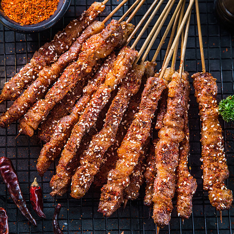 美享时刻内蒙古牛羊肉串国产原切鲜冻牛羊肉烤肉烧烤食材1000g 牛肉串25串+羊肉串25串