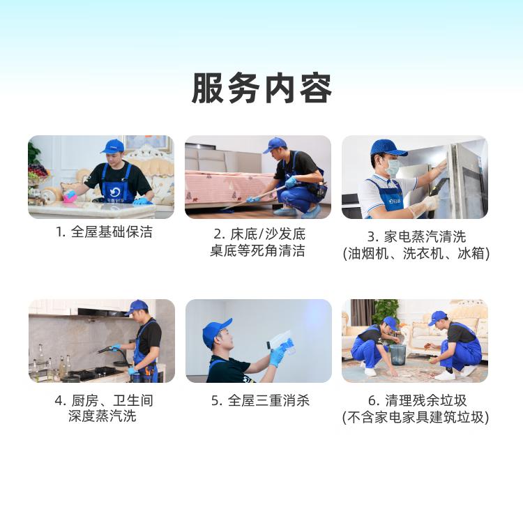 【轻喜到家】家政保洁 租房打扫新租房打扫退租房打扫清理垃圾四重消杀家电清洗基础大扫除上门服务 50㎡-80㎡ 北京/上海/广州/深圳/杭州/珠海