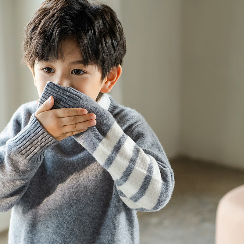 至无稻儿童加厚羊毛衫秋冬半高圆领男童女童宝宝套头毛衣打底针织羊毛衫 原驼色 170 CM