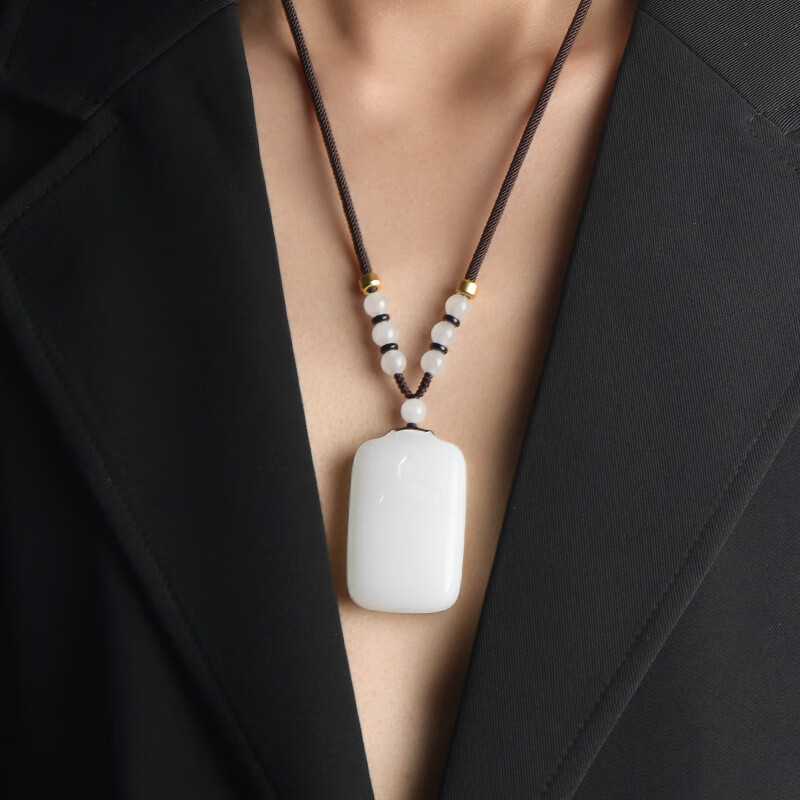 千载一玉【孤品】和田玉无事牌吊坠男女士羊脂玉无事牌珠宝玉器玉坠款十