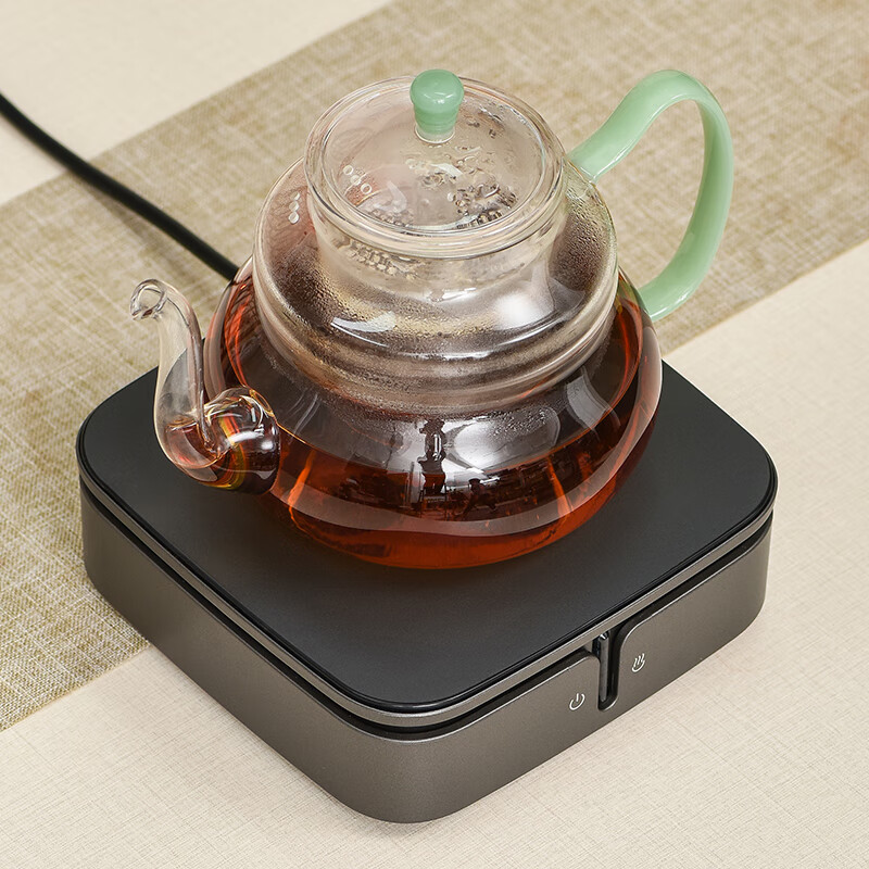 德茗堂猫眼2代家用电陶炉煮茶炉 台式茶炉烧水壶煮茶器 桌面小型迷你大功率烧水茶炉围炉煮茶 猫眼二代(灰)+圣裔壶4代1000ml