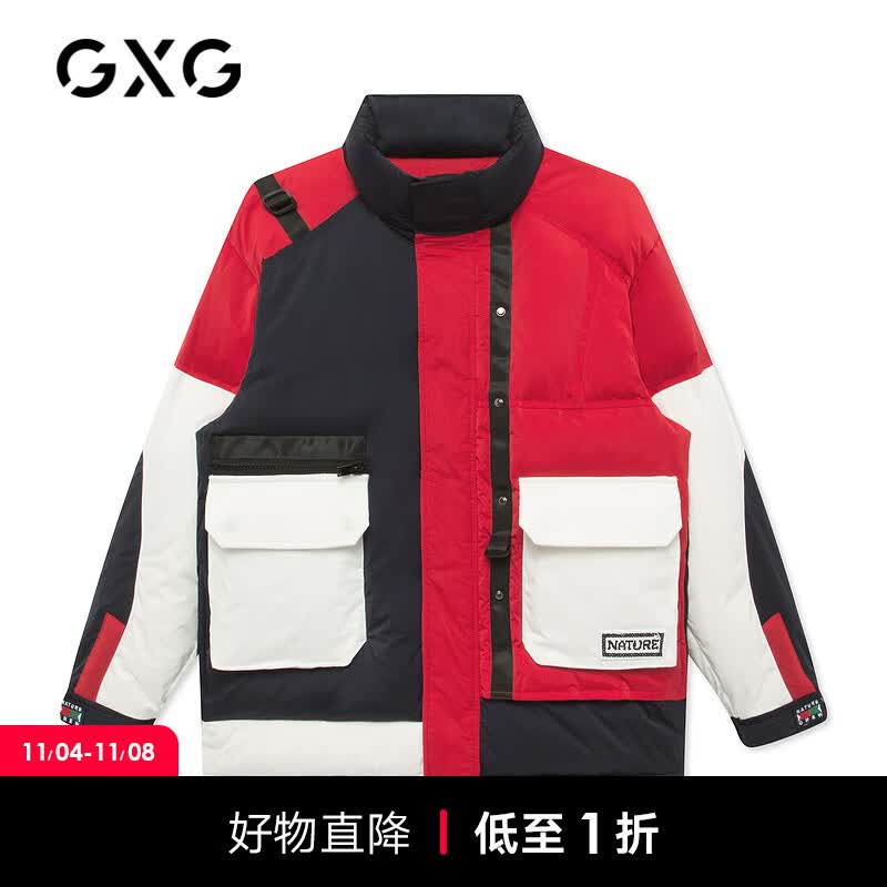 GXG男装2021年春季商场同款花色长款加厚男士宽松撞色潮流羽绒服 花色 170/M怎么看?