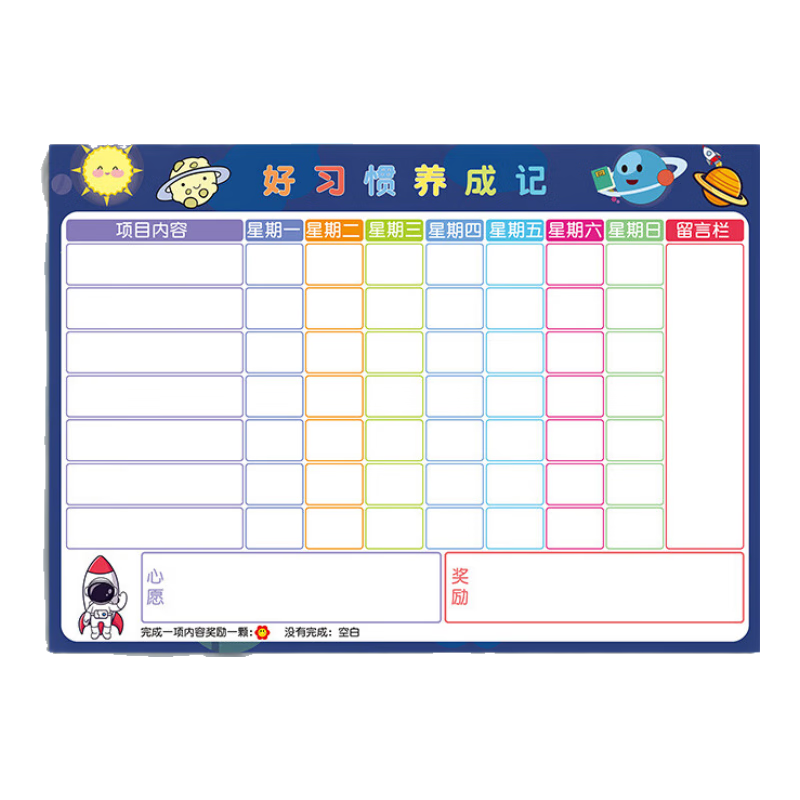 兒童成長(zhǎng)自律表磁性墻貼小學(xué)生時(shí)間管理寶寶獎(jiǎng)勵(lì)貼紙積分卡孩子暑假好習(xí)慣養(yǎng)成表?yè)P(yáng)板榜幼兒園學(xué)習(xí)打卡計(jì)劃表 【升級(jí)款】62件套-男寶款