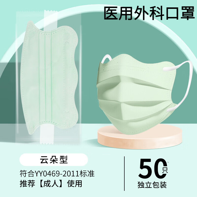 卫士立医用外科3d一次性独立装蝶形防病毒口罩女高颜值2024网红医用马卡 【医用】【云朵形】【五色50只】独立包装